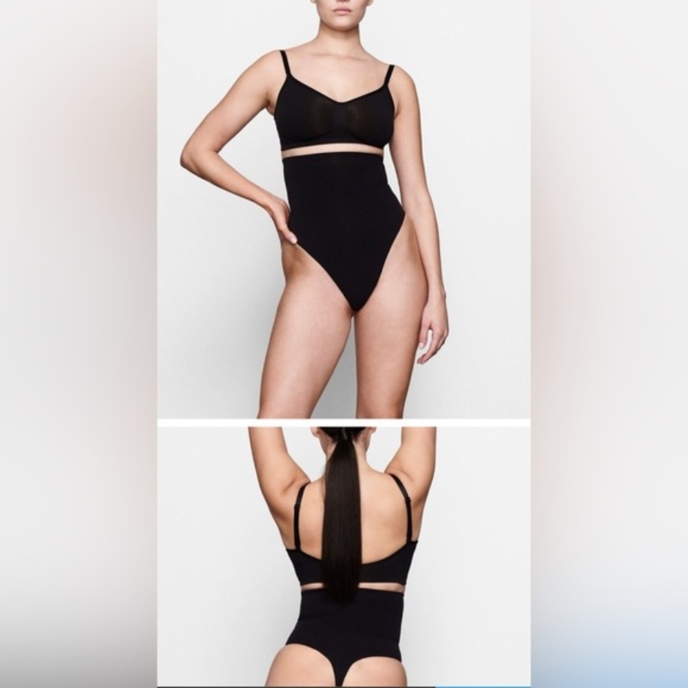 Skims Seamless Sculpt High Waist Thong Size L Onyx